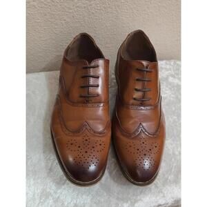 STACY ADAMS DUNBAR COGNAC/COGNAC BROWN WINGTIP OXFORD BIG BOYS DRESS SHOES US 6M